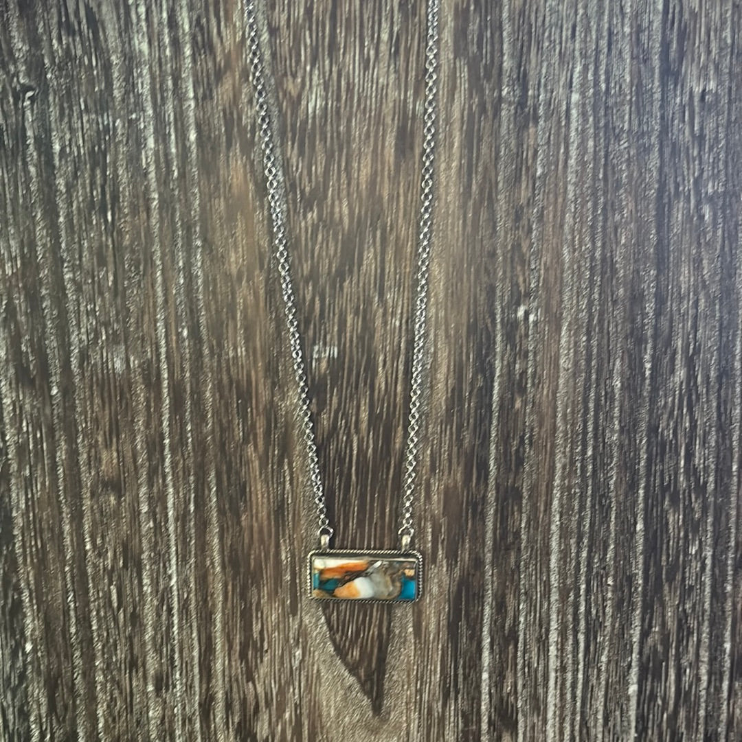 Spiny Turquoise Bar Necklace