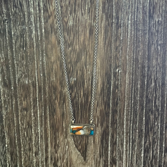 Spiny Turquoise Bar Necklace