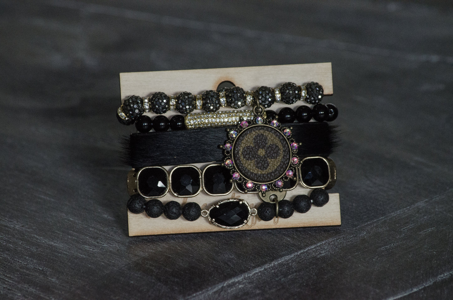 Upcycled LV Bracelet (Black)