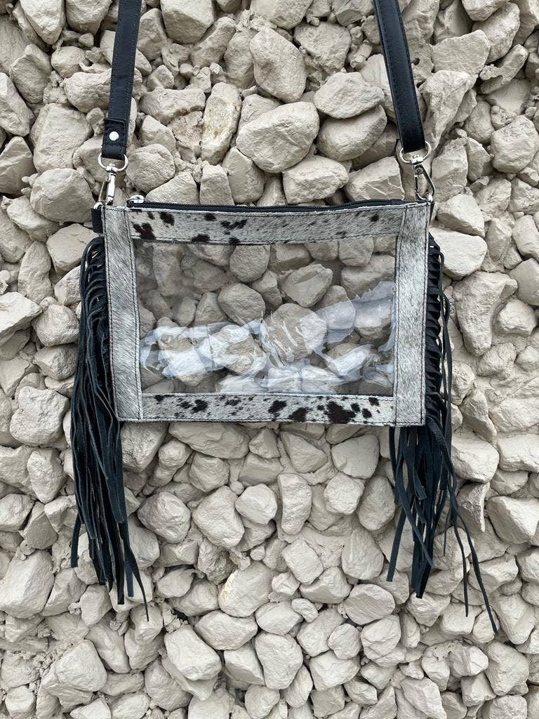 Leather Fringe Stadium Cowhide Crossbody